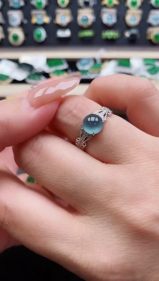 银S925镶嵌戒指翡翠1