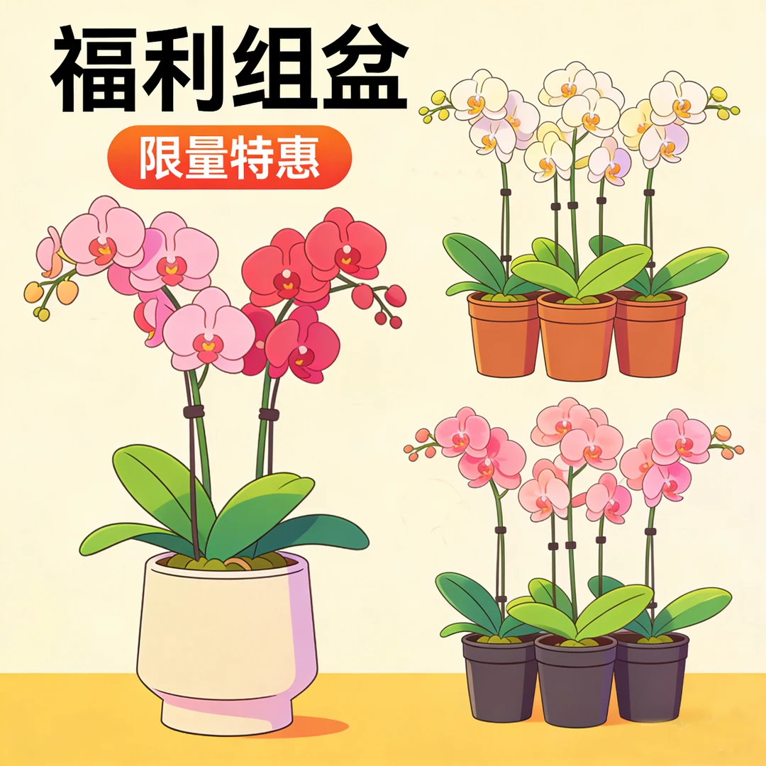 蝴蝶兰鲜花花卉【福利组盆】精品盆栽盆组带花好养大花型年宵花兰花