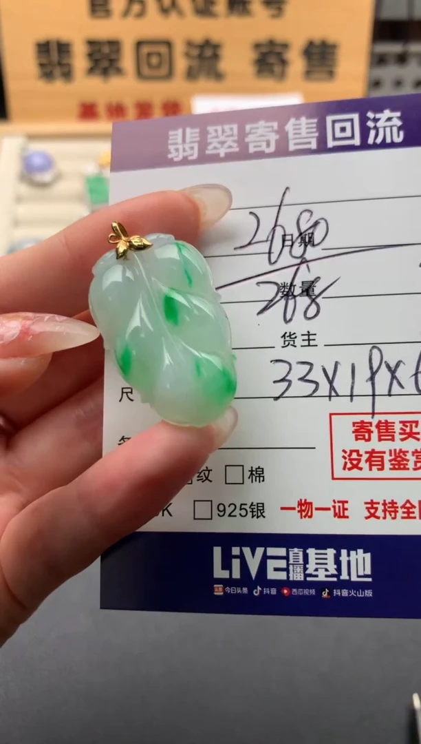 翡翠18K金镶嵌颈饰10134038