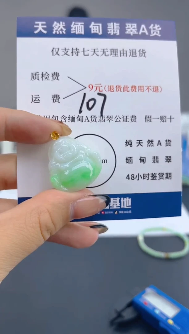 颈饰18K金镶嵌翡翠纯天然缅甸翡翠A货