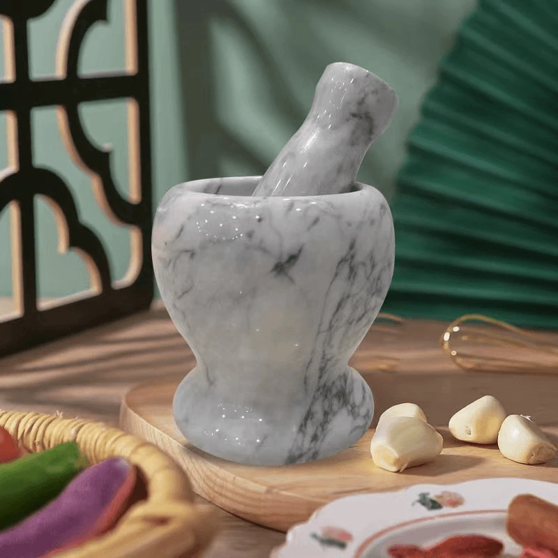 天然大理石捣蒜器石臼研磨器剥蒜器压蒜器手动家用老式蒜臼石窝子