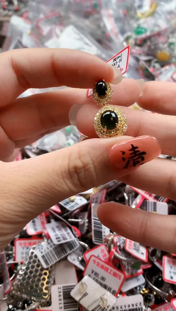 银S925镶嵌戒指翡翠天然A货缅甸翡翠