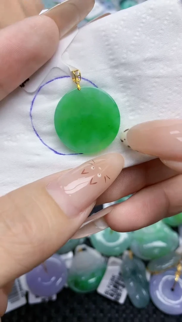 翡翠18K金镶嵌颈饰192   天然翡翠A货