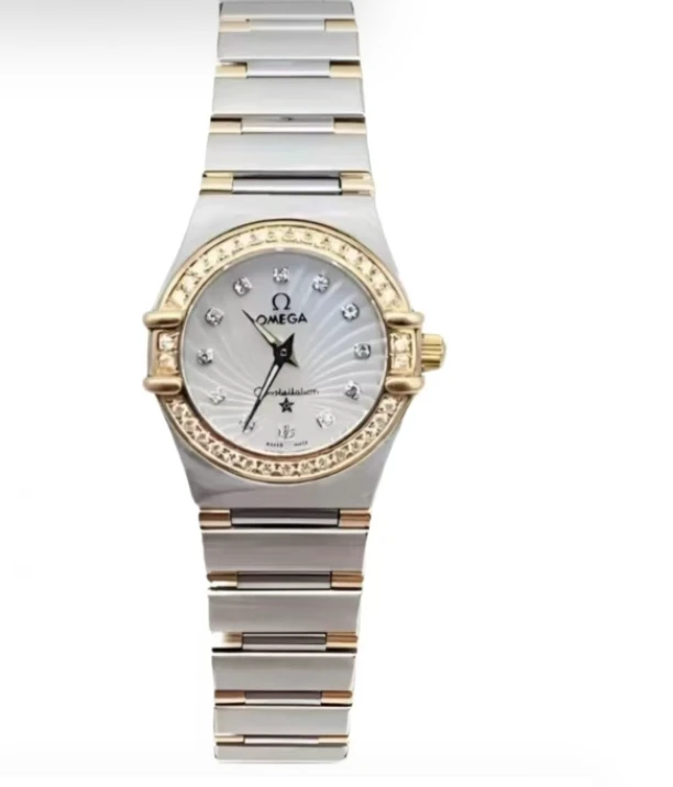 99新 Omega/欧米茄 星座间金钻刻贝母后盘后钻女表22.5盘llz