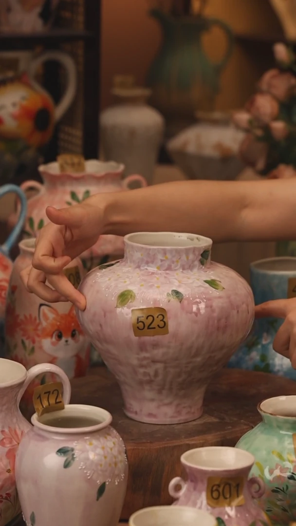 陶瓷523景德镇设计师手作花器摆件侘寂风