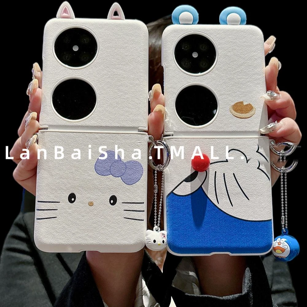 高级感可爱红鼻叮当猫铃铛挂坠适用华为pocket2手机壳p50pocket