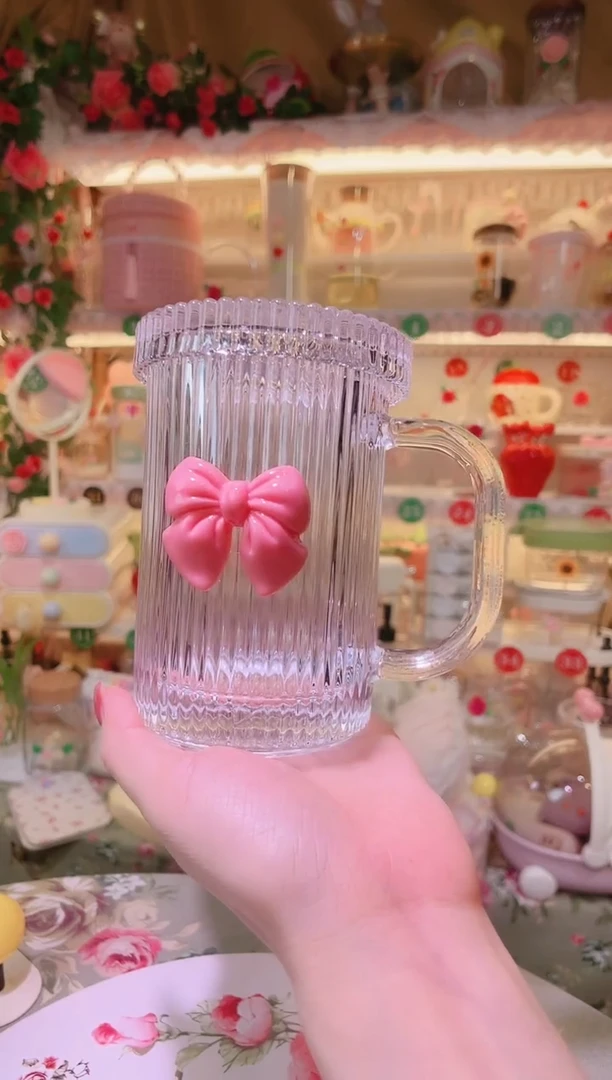 蝴蝶结带盖水杯——手工制作品质好！