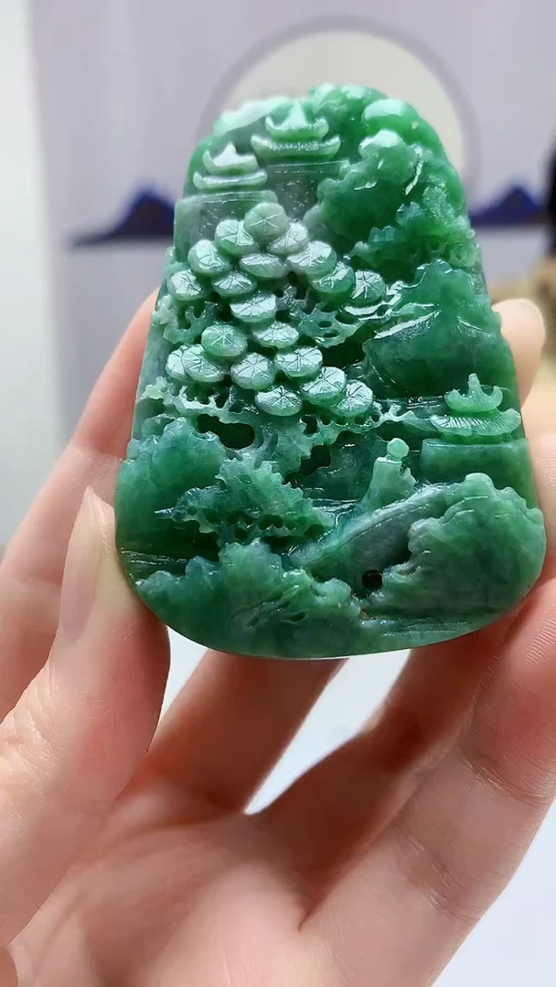 【闪购商品】定制翡翠未镶嵌4688zm-毛货挂件山水121