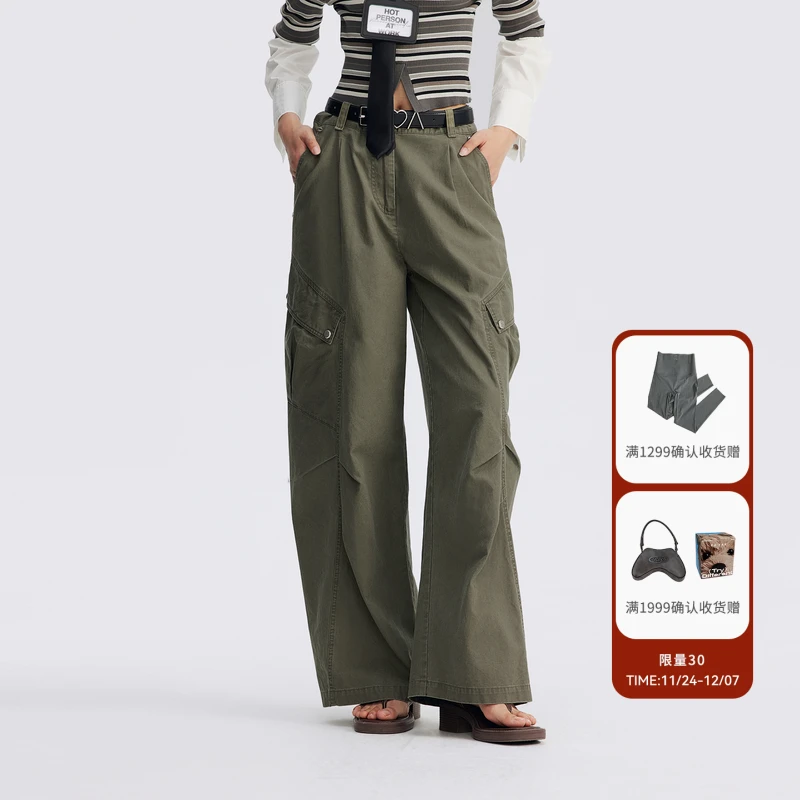 REVAN芮范季百搭薄帆布弯刀工装裤RL71301109