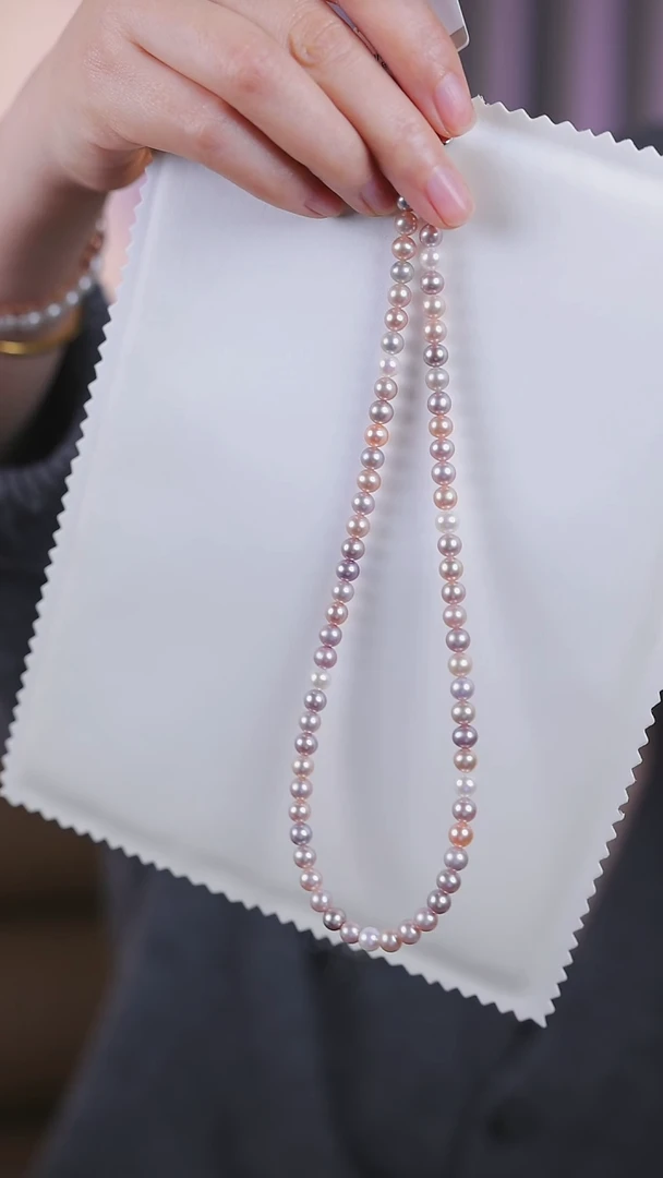 【闪购商品】淡水珍珠项链银S925镶嵌5-6MM混彩珍珠项链