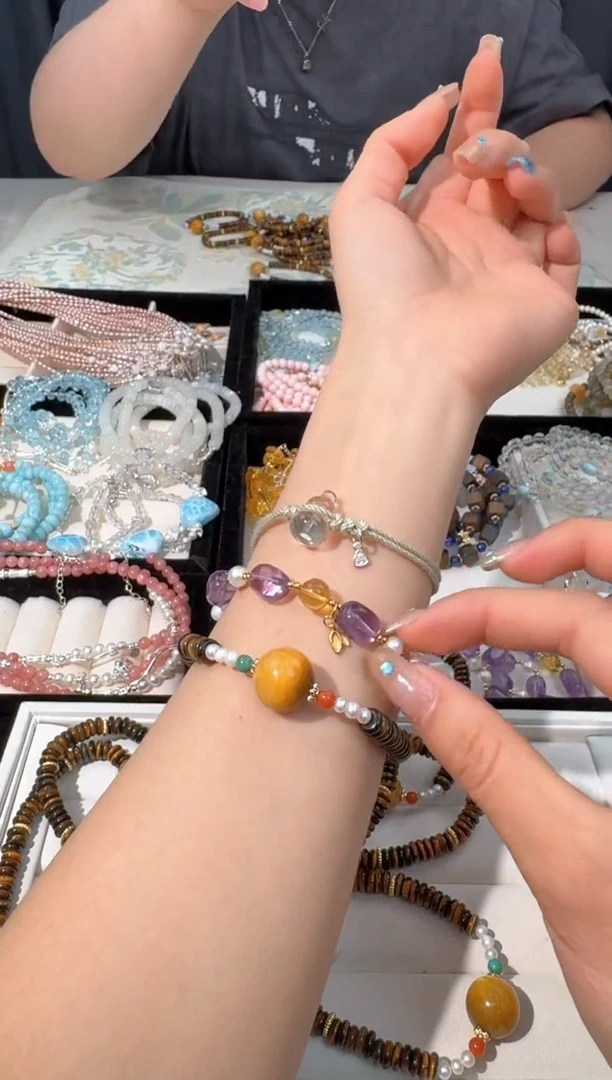 【闪购商品】淡水珍珠手绳未镶嵌A006黄虎眼盘珠金虎眼顶珠款