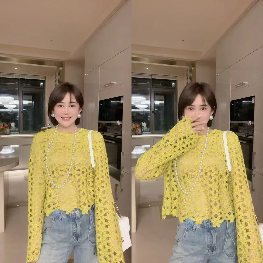 【镂空衫】镂空刺绣百搭上衣002575