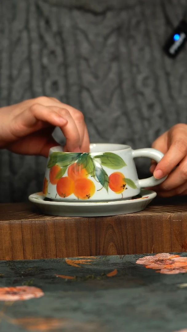杯釉下彩手工手绘同款陶器