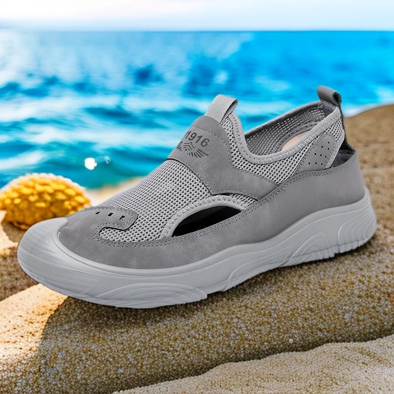 男士凉鞋2025新款夏季外穿舒适防滑爸爸开车休闲沙滩网面鞋透气鞋