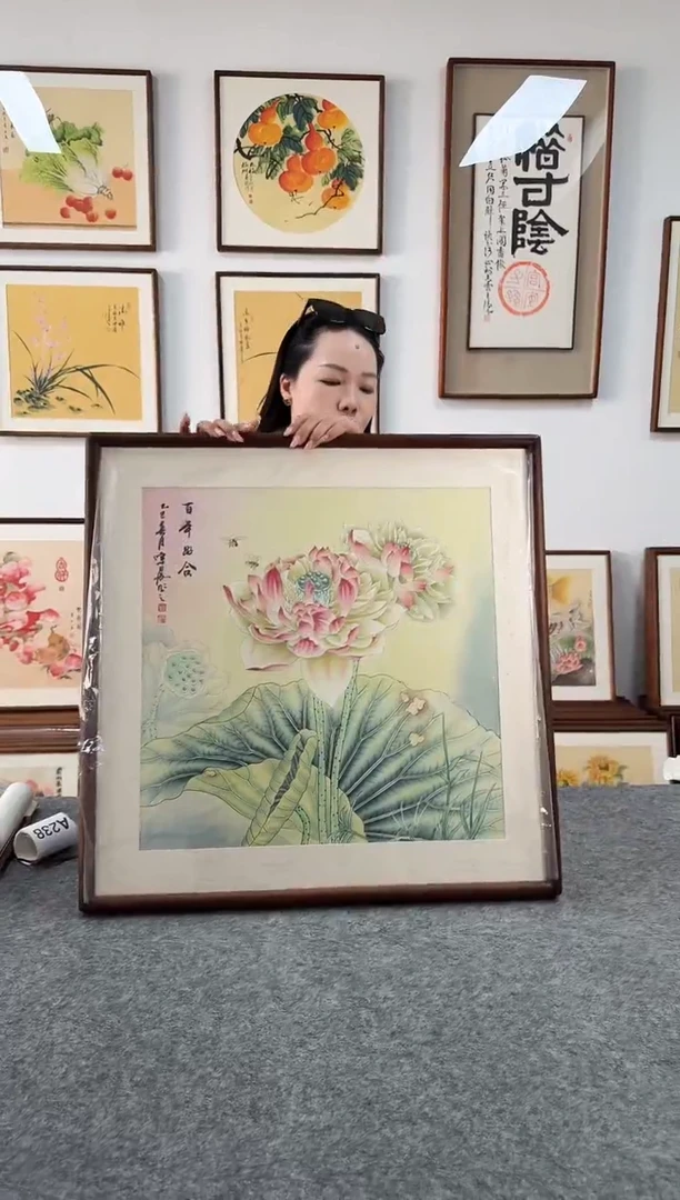 书法YC09-荷花-63*63尺寸手绘同款