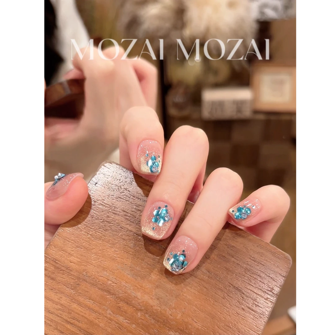茉哉CC【海风铃】纯手工定制美甲拆卸穿戴甲A5149