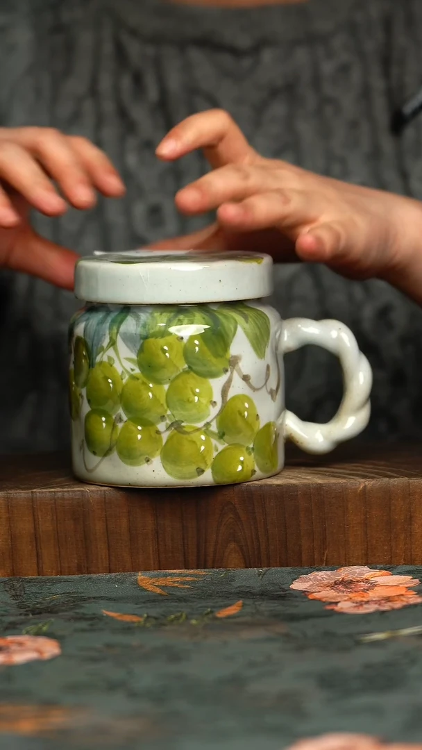 杯釉下彩手工手绘同款陶器