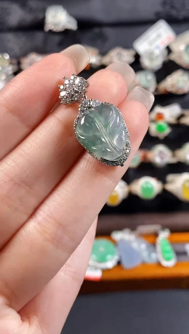 银S925镶嵌戒指翡翠天然A货翡翠84