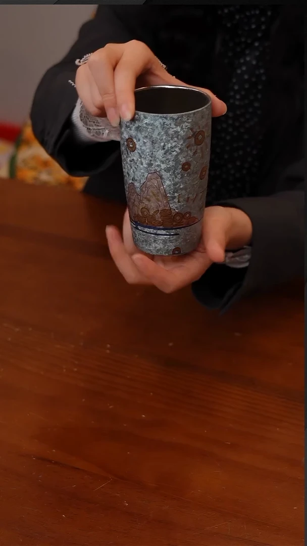 陶34-纯钛彩钛茶杯320ml-共富山海