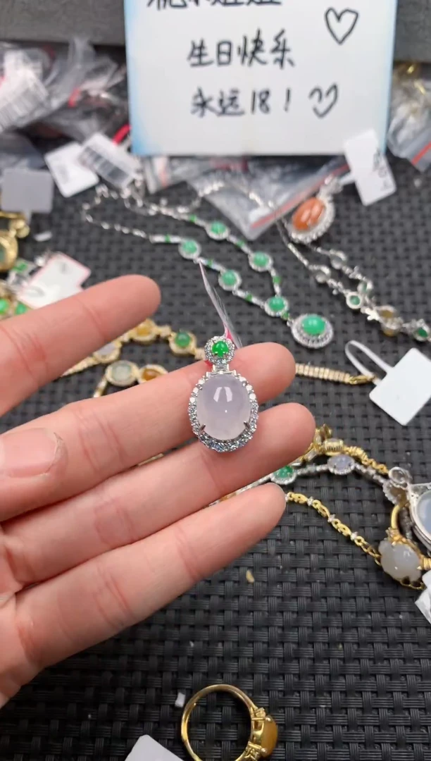 银S925镶嵌戒指翡翠666   10