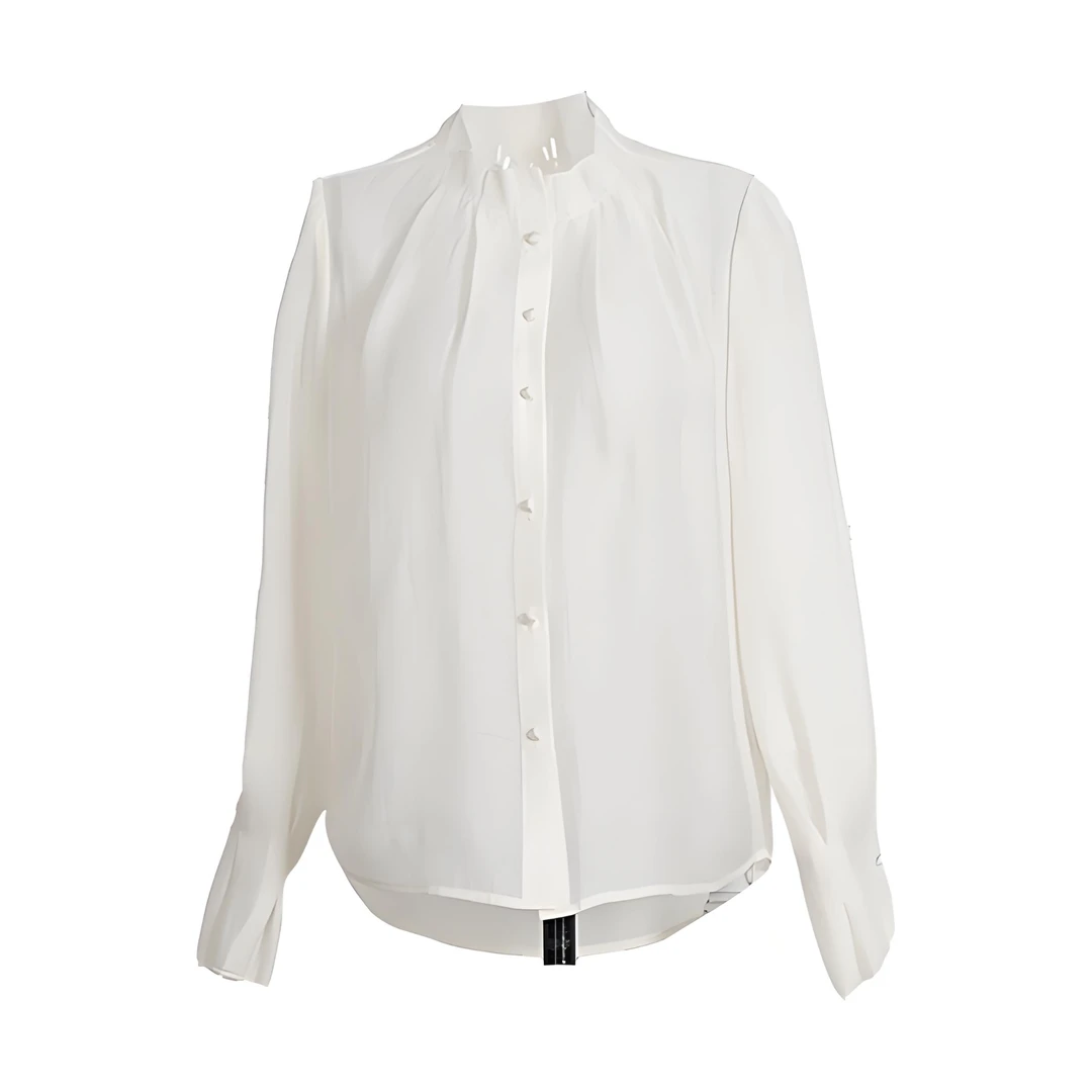 【ZOSOUL/佐色】白色长袖简约时尚通勤衬衫（324120669）