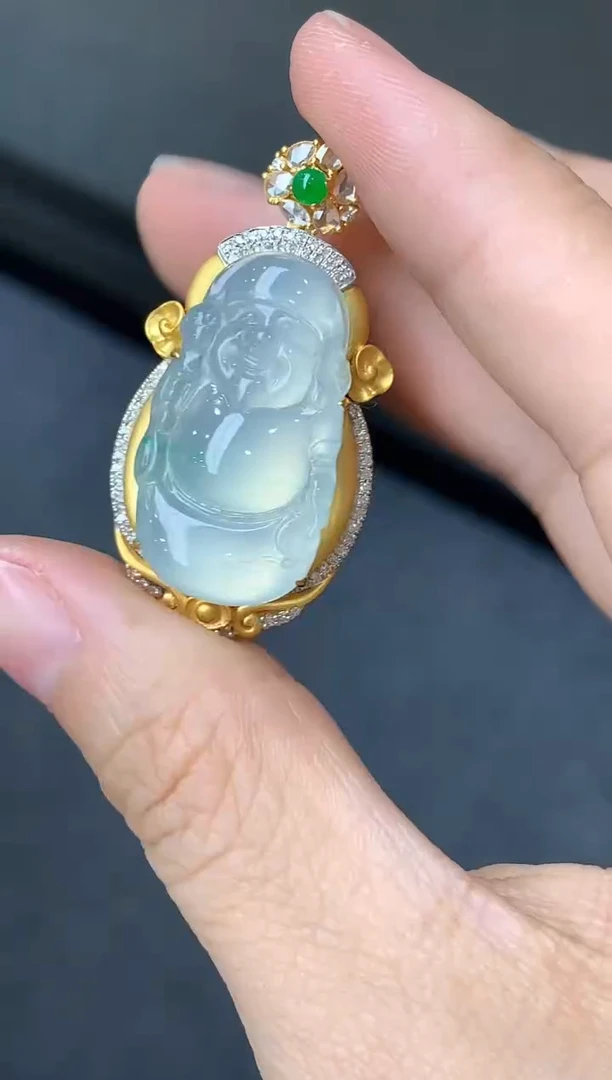 颈饰18K金镶嵌翡翠715-中国好珍宝