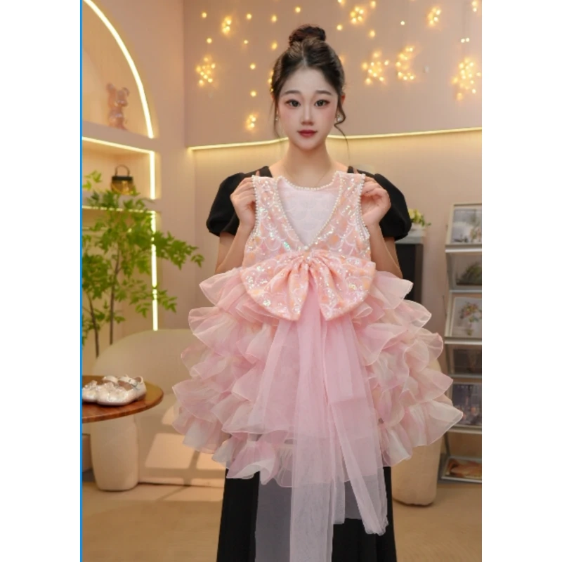 [MH 美画2]女童202508夏季新款高定蓬蓬裙小香风背心裙公主裙