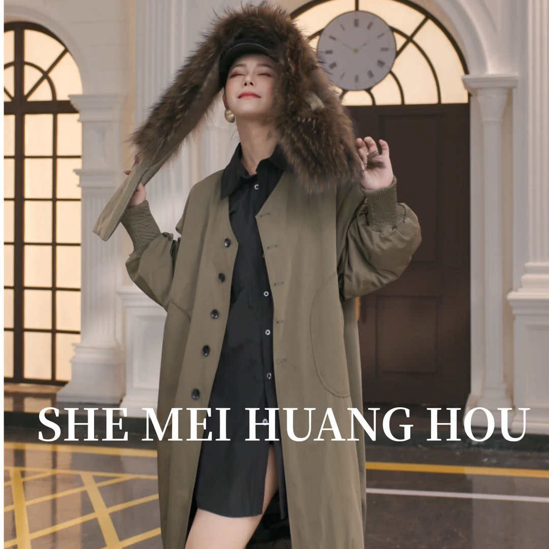 （冬日暖宝）原创貉子毛皮草小众设计冬新大版鹅绒服外套25113