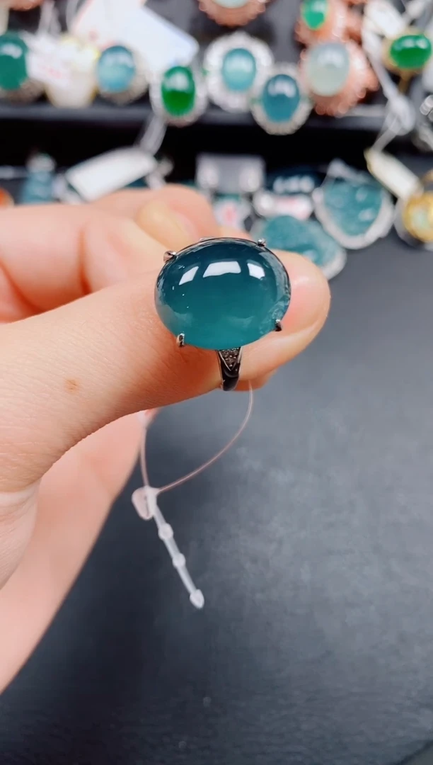 银S925镶嵌戒指翡翠翡翠