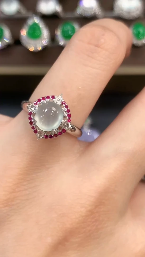 翡翠戒指18K金镶嵌a73