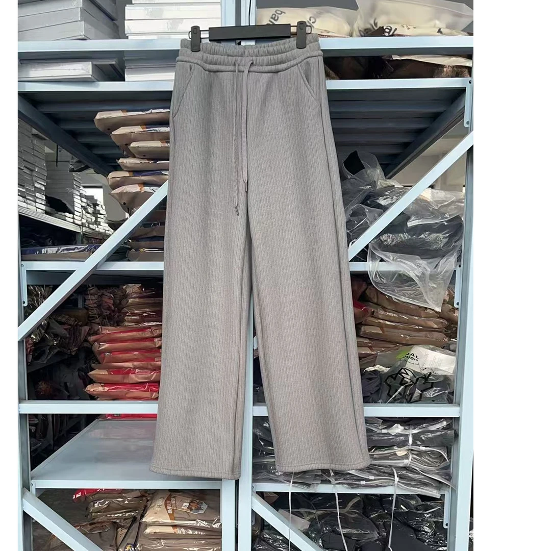 秋冬（加绒加厚800克）高腰弹力直筒阔腿裤