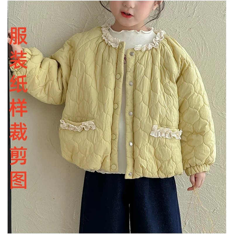 服装纸样裁剪图女童夹棉外套样板图纸diy1:1设计制作