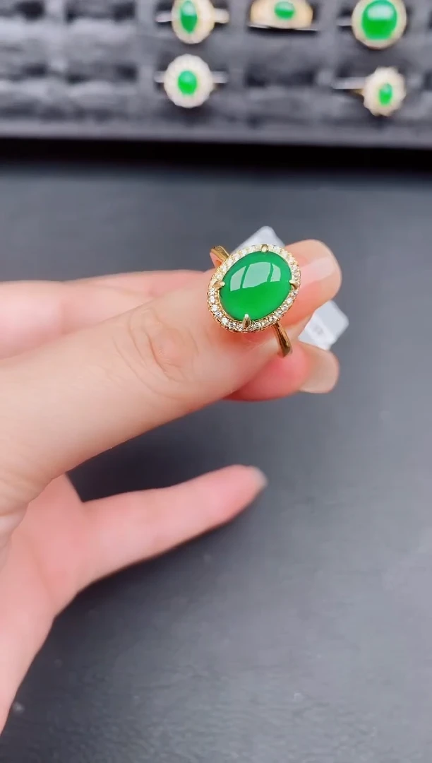 翡翠戒指银S925镶嵌天然a货翡翠279