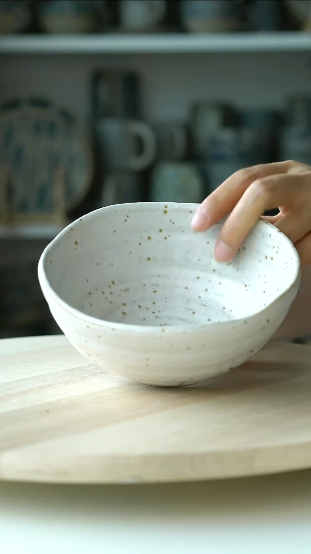 陶瓷手作凝酪沙拉碗16@4-2@微瑕