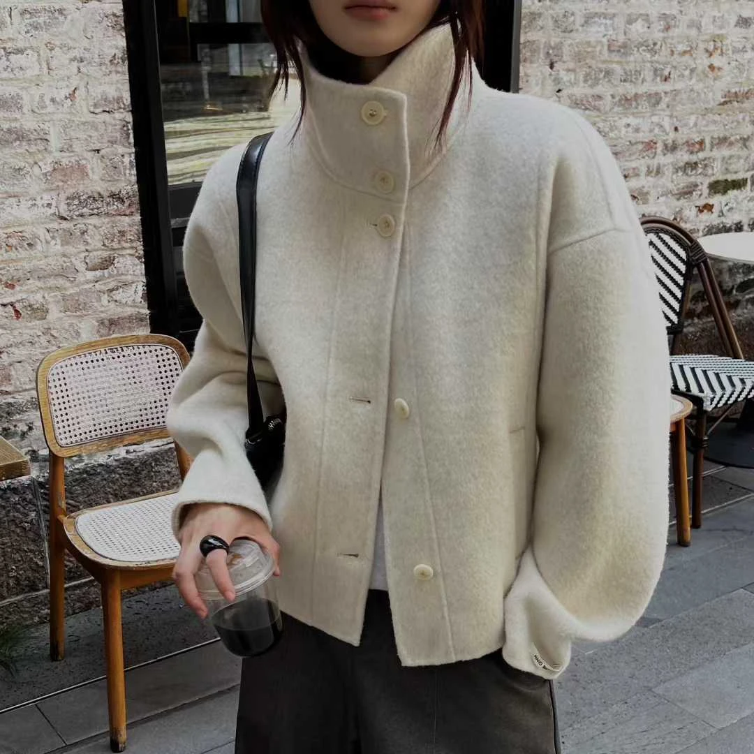 冬季新款韩系高级感通勤爆款气质时尚宽松休闲百搭羊毛外套6182