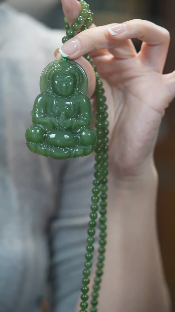 颈饰未镶嵌和田玉（碧玉）观音