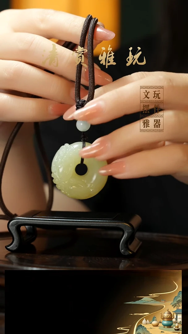 玉《貔貅平安扣》手把件摆件