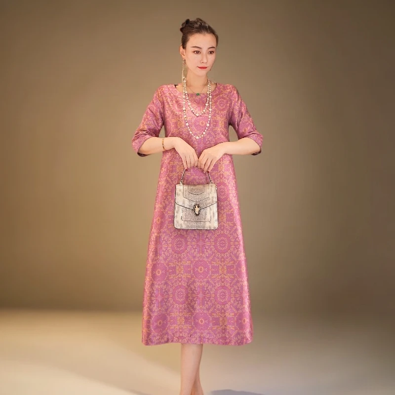 如意八宝新中式款双面穿女装中长款连衣裙2025B3322-coco