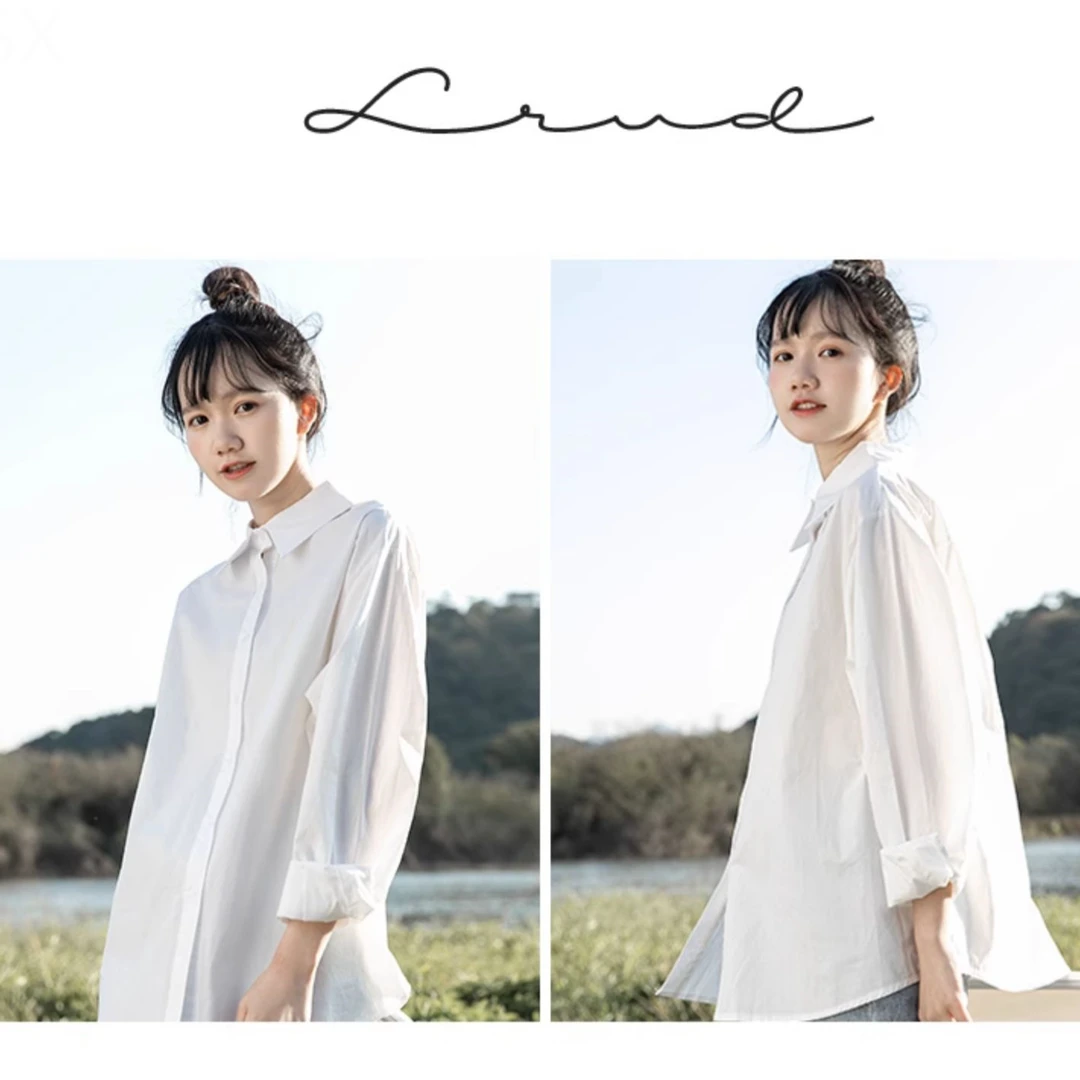 白色纯棉衬衫女慵懒风长袖2025春季新款宽松中长款时尚开衫上衣