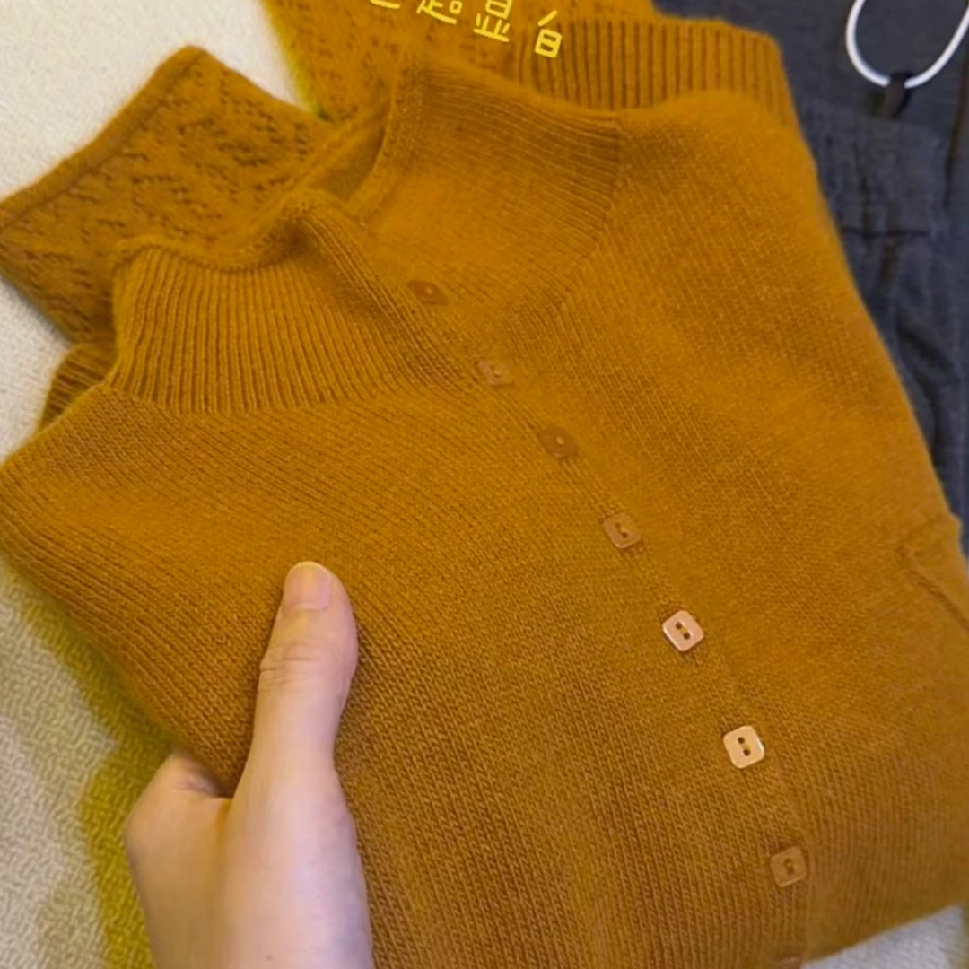 【麦穗钩花开衫打底】2025冬季新款时尚洋气针织开衫外套女装上衣