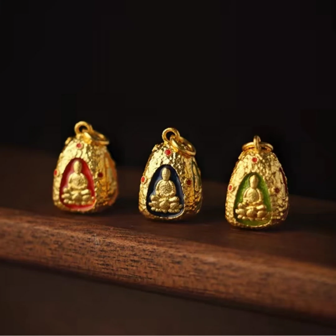 【金娜娜】 足金雅韵烧蓝四面佛项链