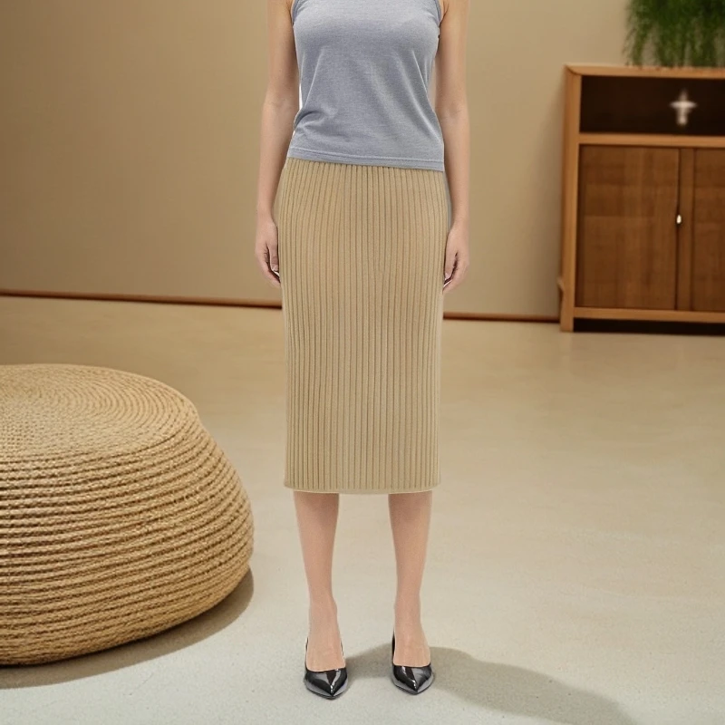 WEWE/唯唯时尚休闲气质高腰包臀裙修身显瘦针织半身裙女士百搭