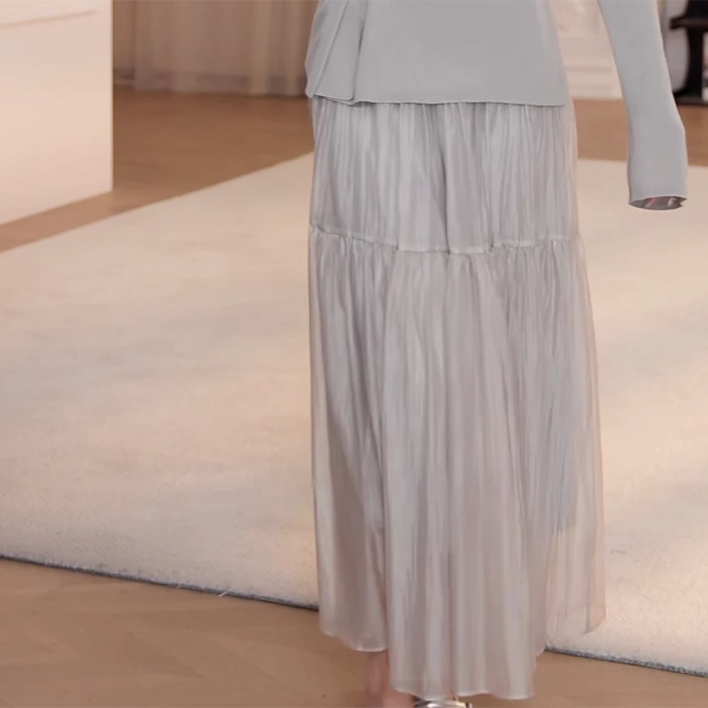 2025春夏新款显瘦气质网纱高腰时尚半身裙女