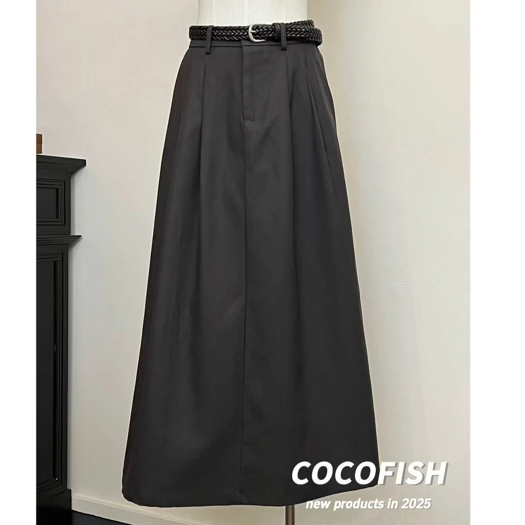 气质通勤感高腰显瘦百搭休闲A字半身长裙#6007