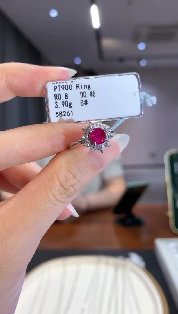 定制红宝石戒指铂Pt850镶嵌S987|6500