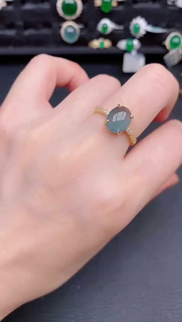 银S925镶嵌戒指翡翠天然a货翡翠142