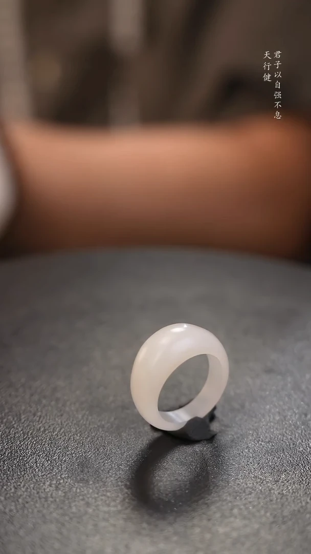 和田玉戒指未镶嵌白玉面包戒13-14号