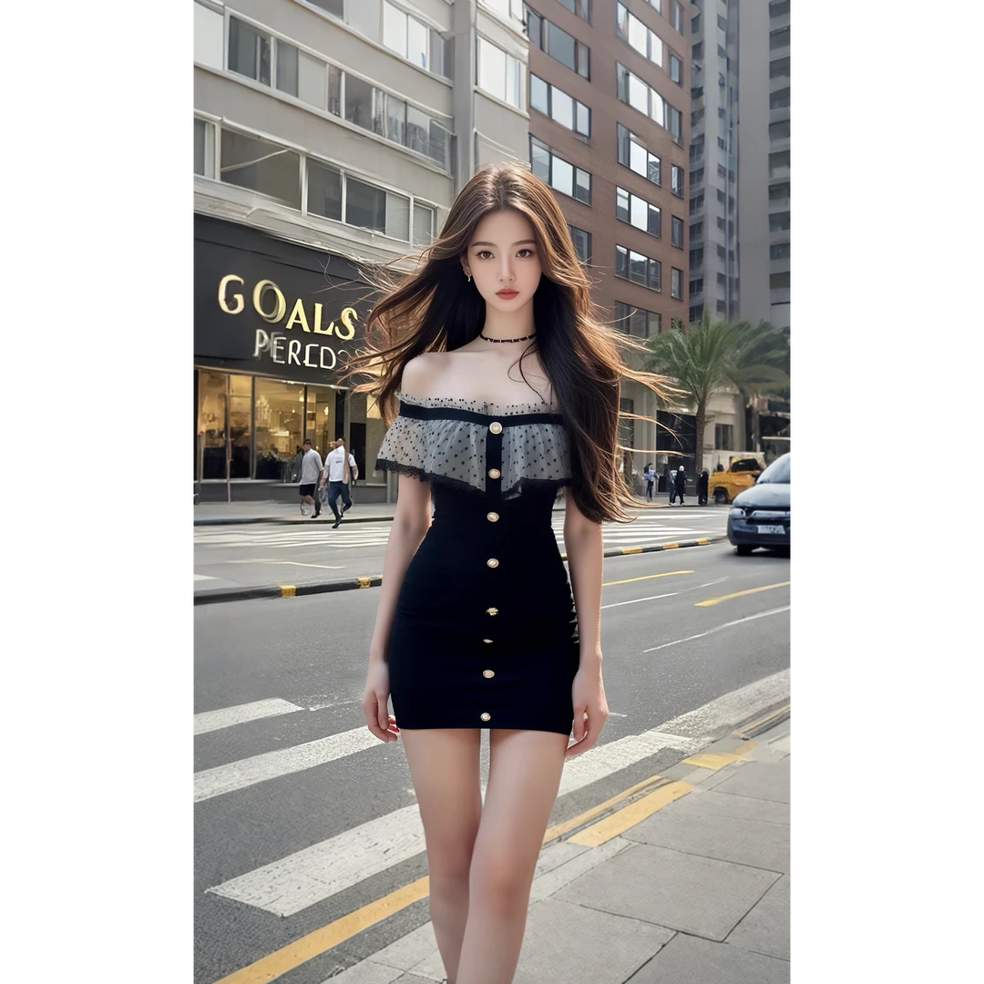 夏季新款2025时尚黑色单排扣收腰包臀连衣裙子女小众高级气质显瘦