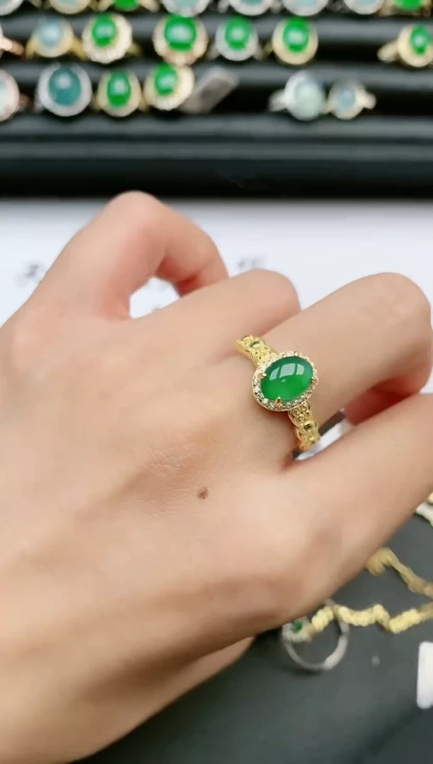 翡翠戒指银S925镶嵌1111111