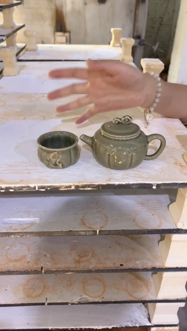 耀州窑如意仿古壶+南瓜小杯